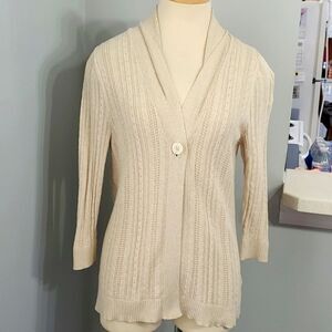Croft & Barrow‎ Cardigan sweater,  cream long sleeves one button.  Size P.S